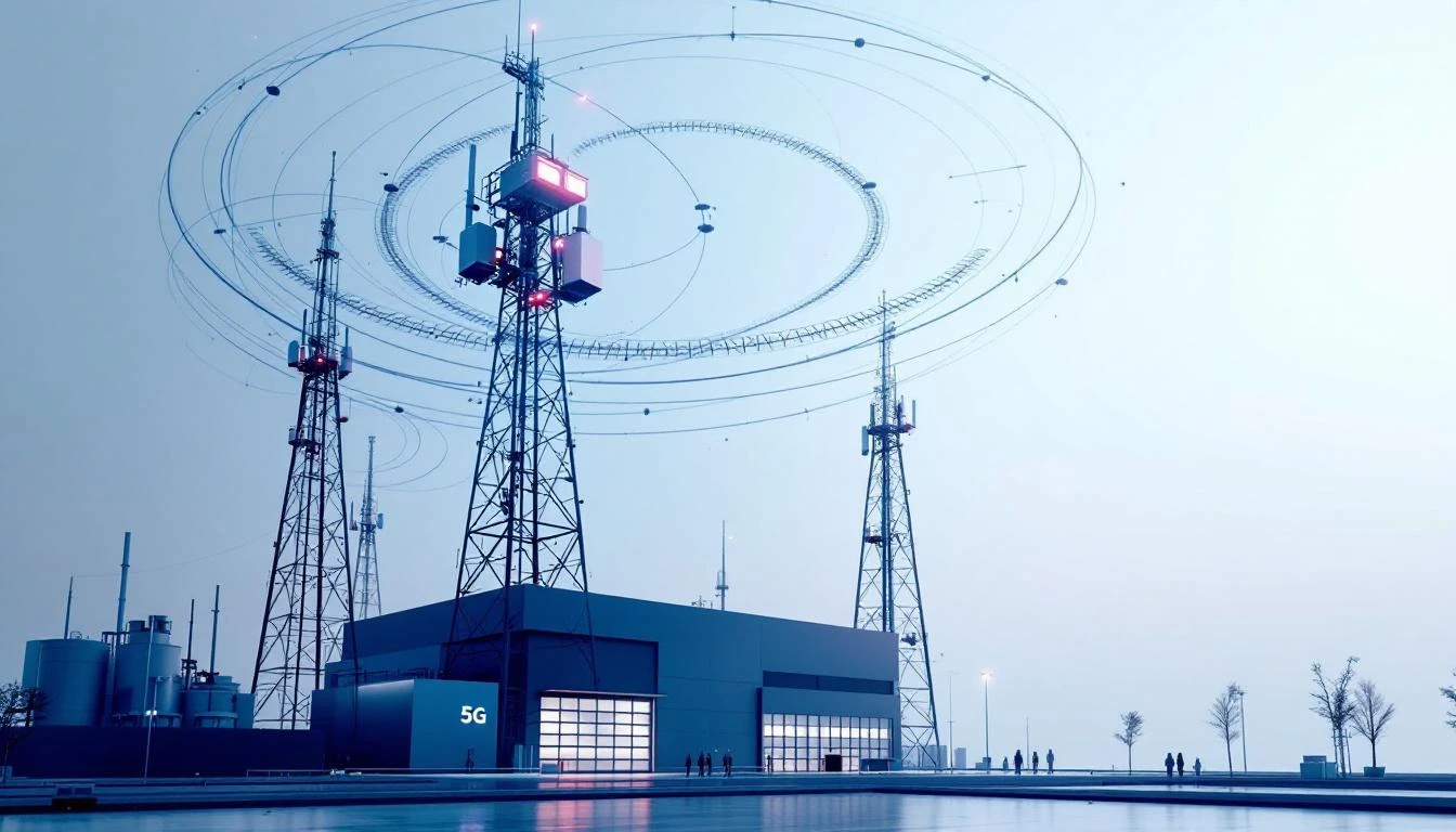 5G private network antenna near a manufacturing facility