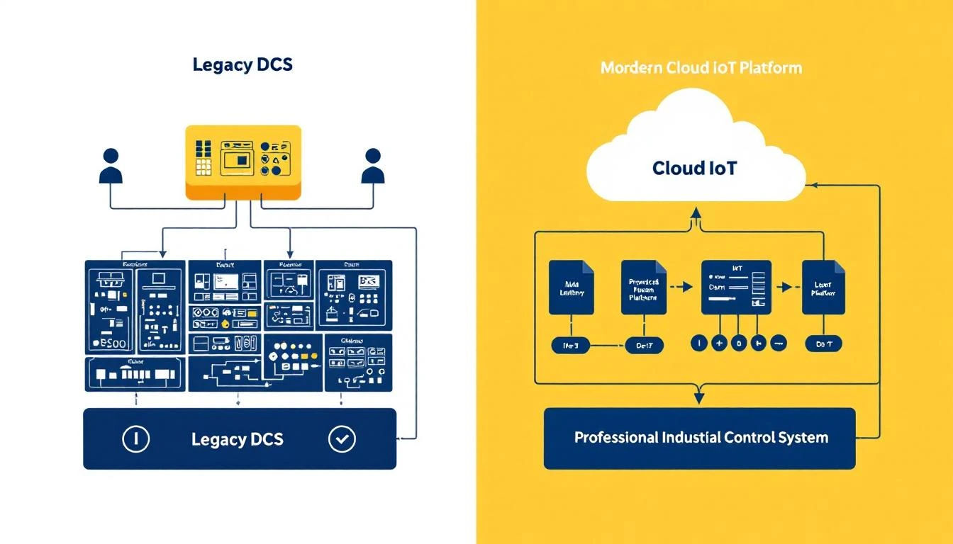 Legacy DCS versus modern cloud IoT platform architecture comparison