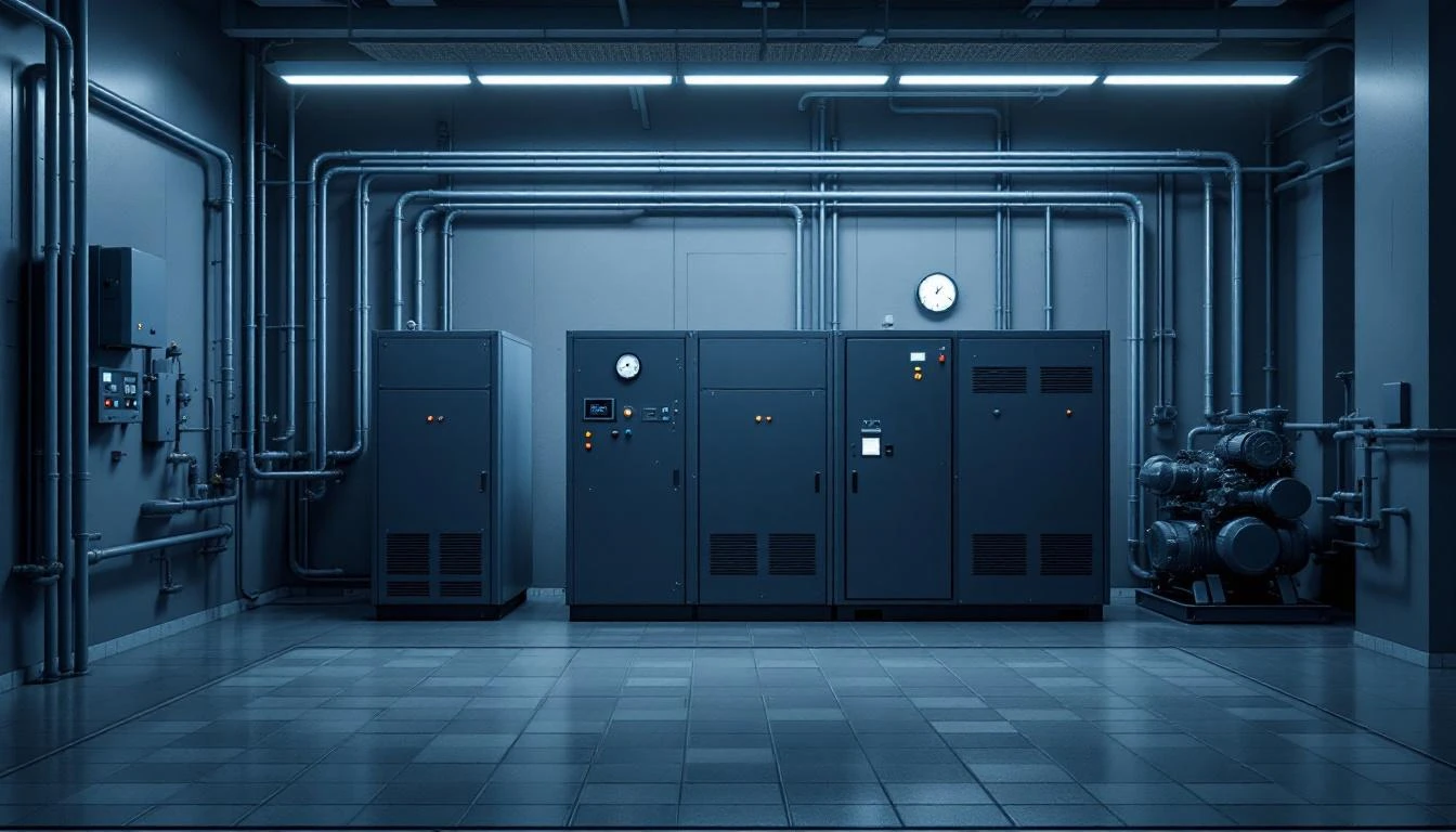 Industrial compressor room with IoT monitoring