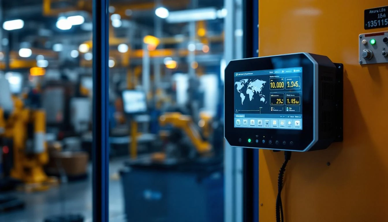 Industrial edge computing device next to manufacturing equipment