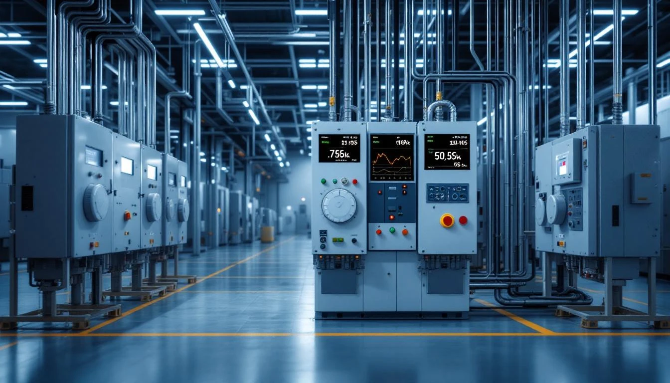 Factory floor energy monitoring equipment tracks consumption at the machine level