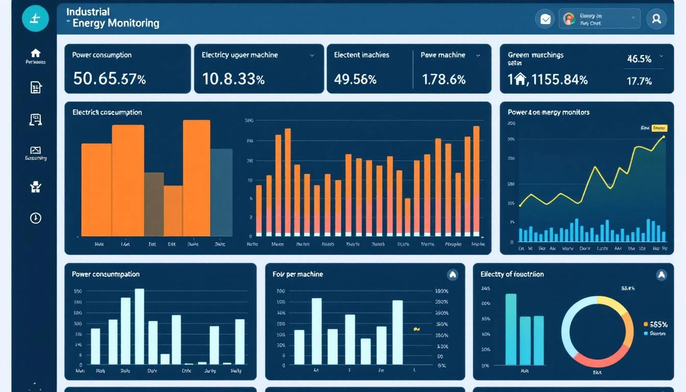 Energy monitoring dashboard showing power consumption per machine