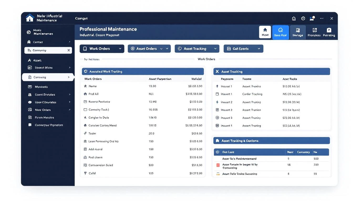 Maintenance management software interface