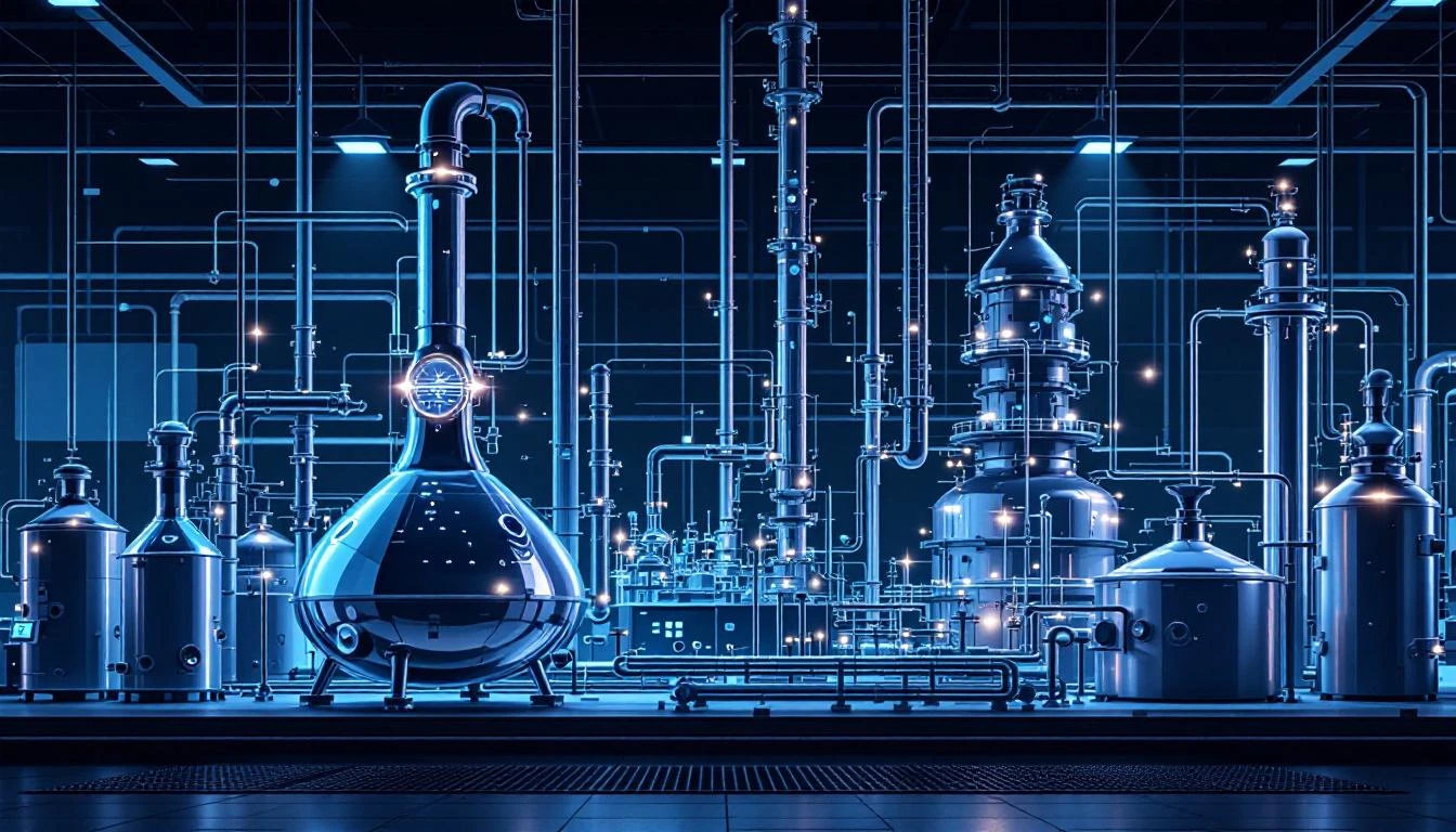 Chemical manufacturing plant with IIoT sensors on reactor vessels