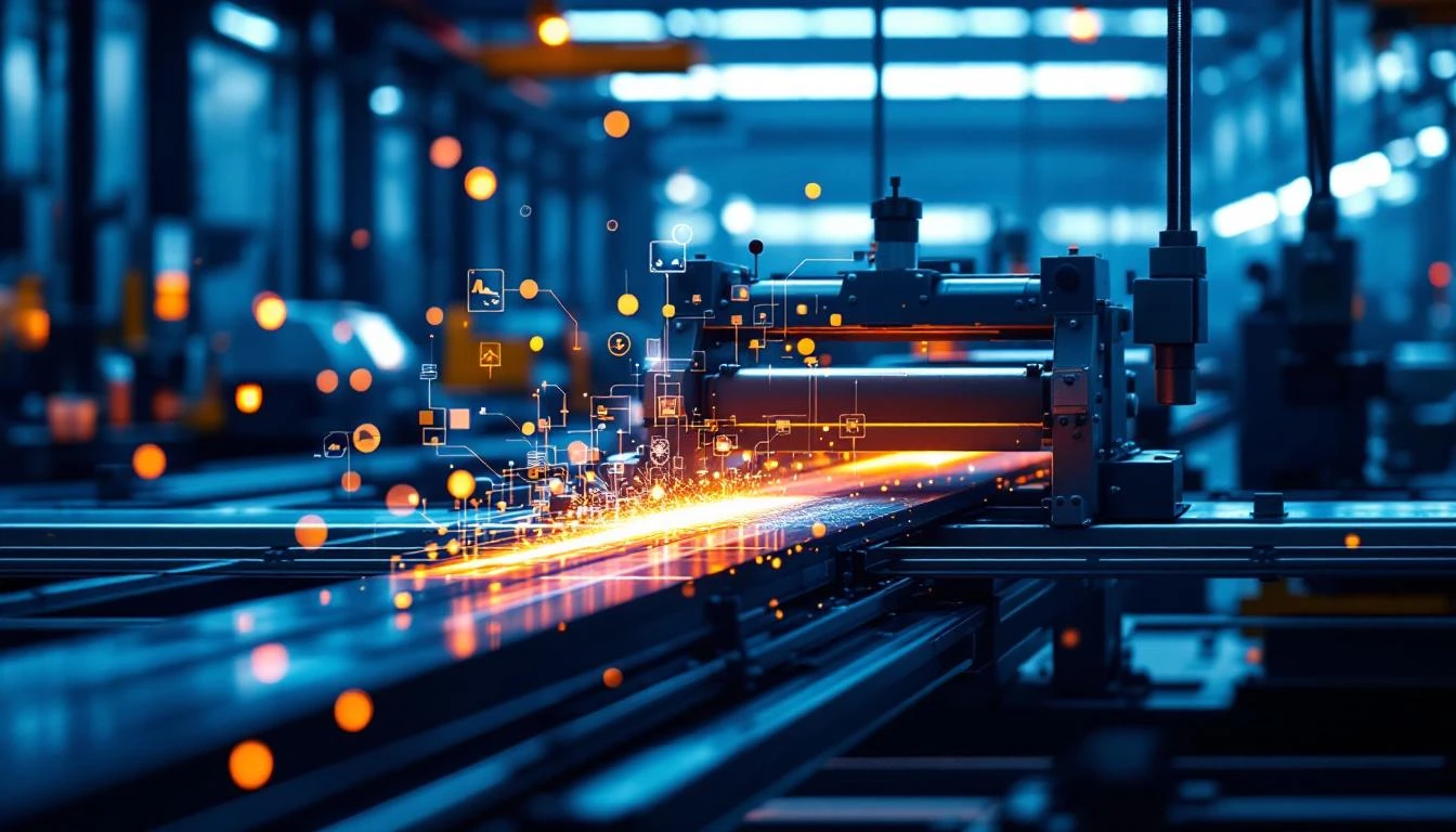 Steel rolling mill with IoT sensors for quality monitoring