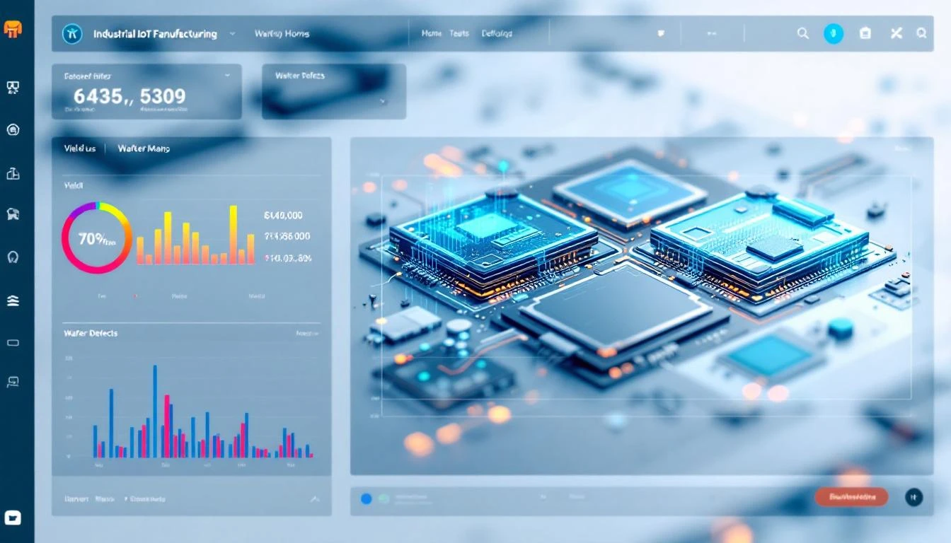 IIoT dashboard monitoring semiconductor manufacturing yield and wafer processing