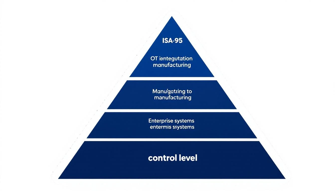 ISA-95 automation pyramid showing IT and OT integration layers in manufacturing