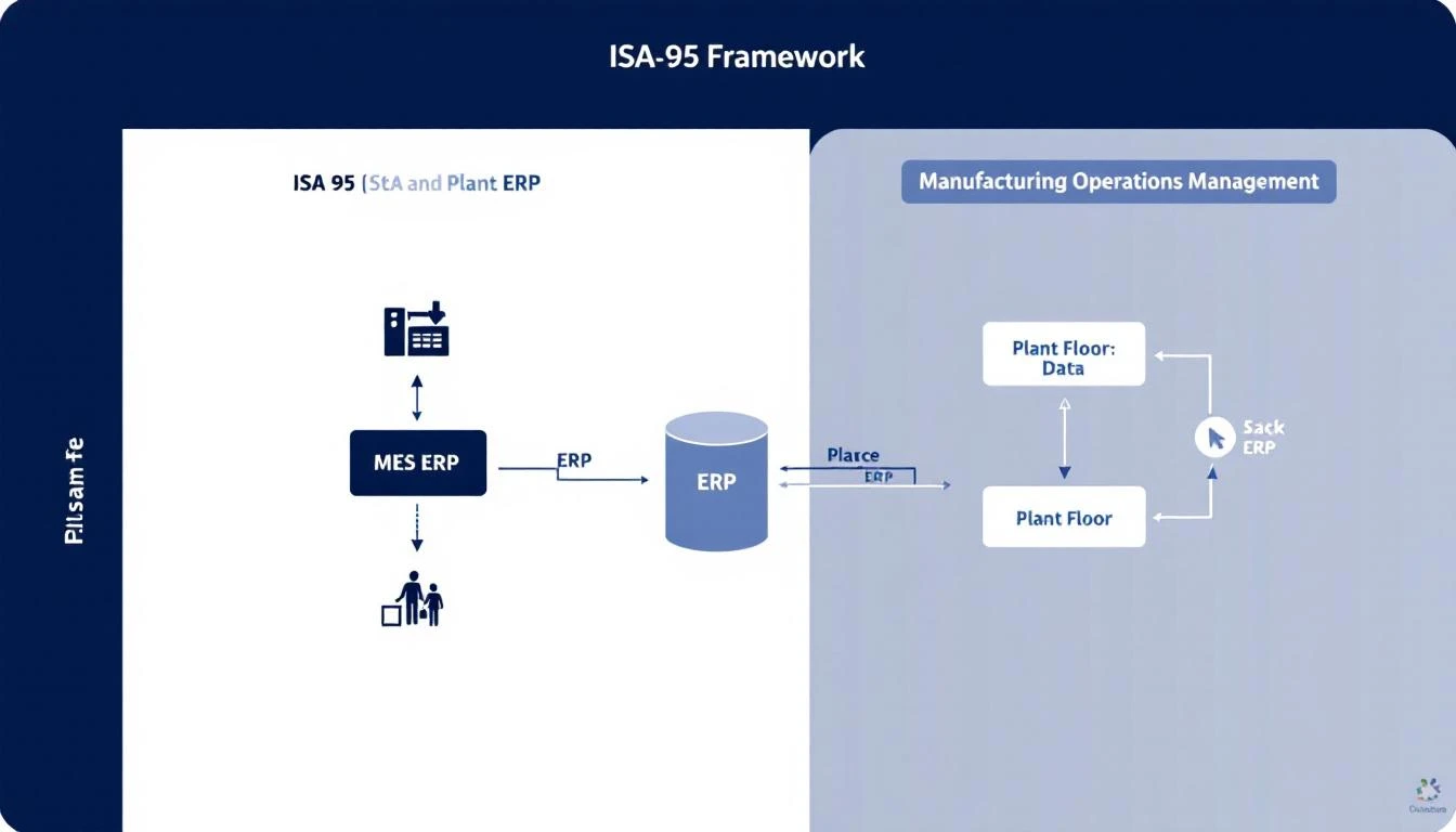 ISA-95 framework showing data flow between MES, ERP, and plant floor systems