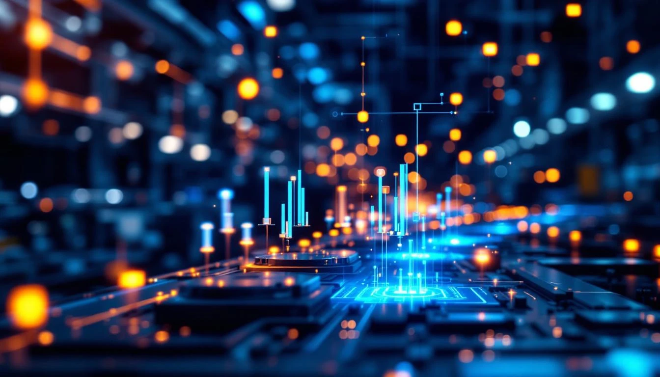 Industrial sensors collecting data on manufacturing machinery