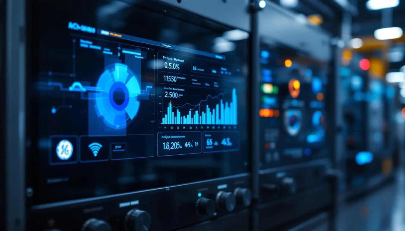 Industrial manufacturing equipment with digital monitoring overlay