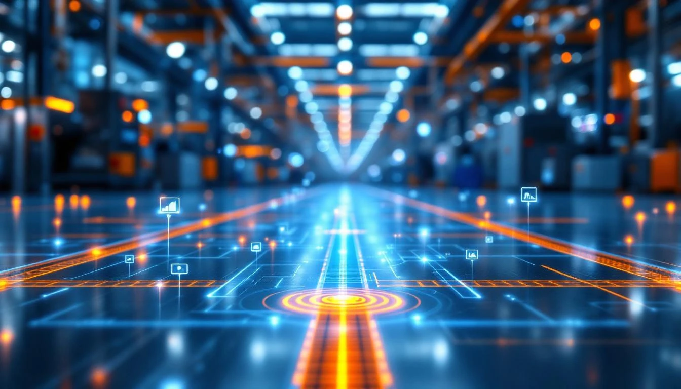 Connected factory floor with sensor data visualization