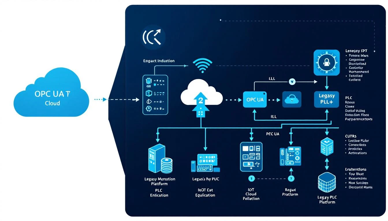 OPC UA connectivity architecture connecting legacy manufacturing equipment to cloud IIoT platforms