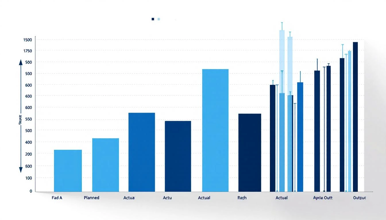 Gap analysis chart showing planned versus actual production output