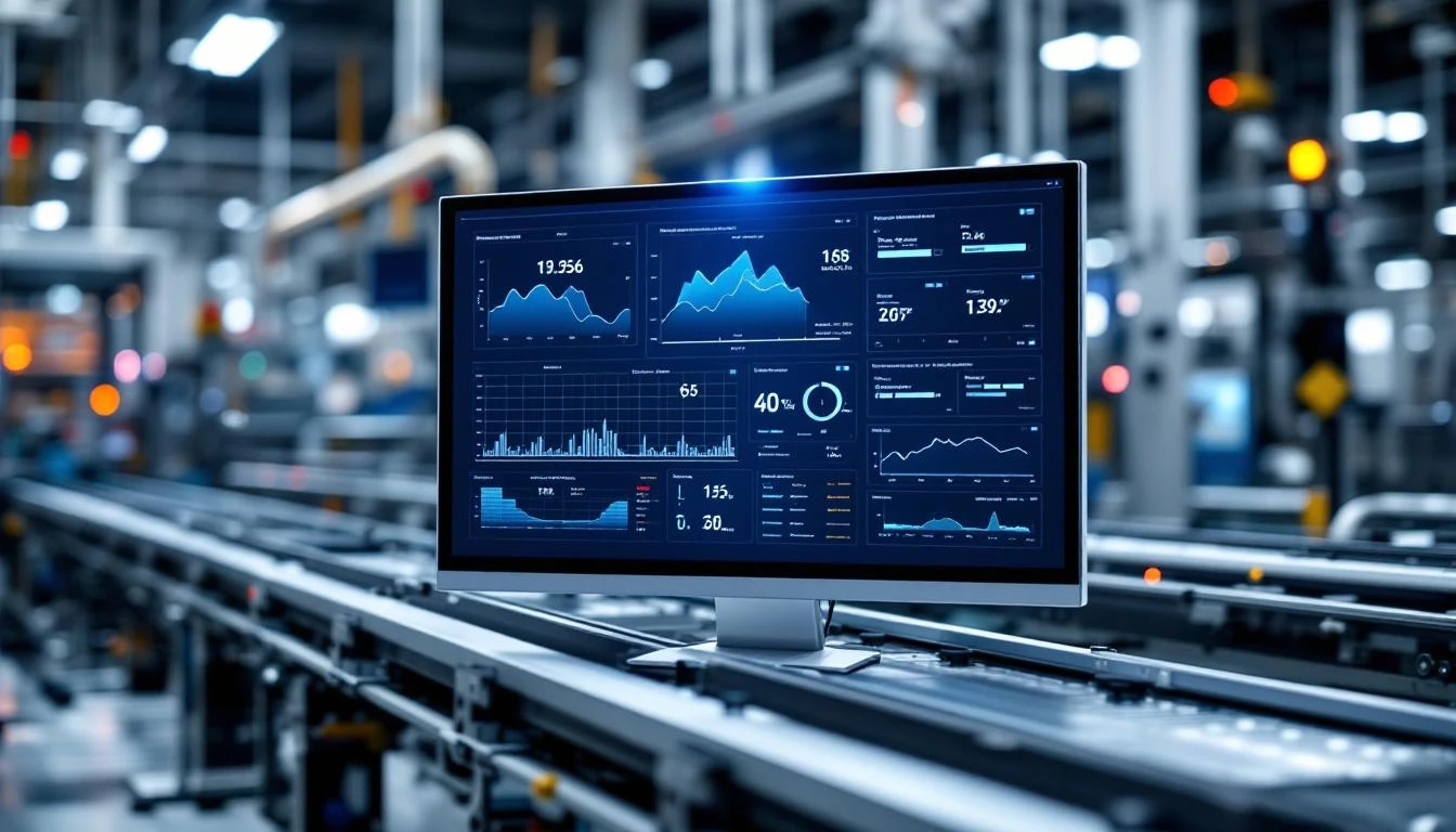 Production line monitoring system with real-time displays and sensors