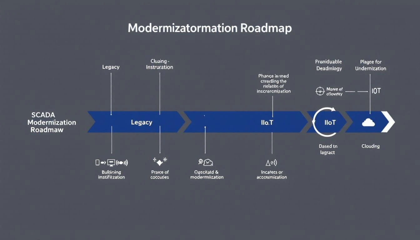 SCADA modernization roadmap showing phased migration to cloud-based IIoT