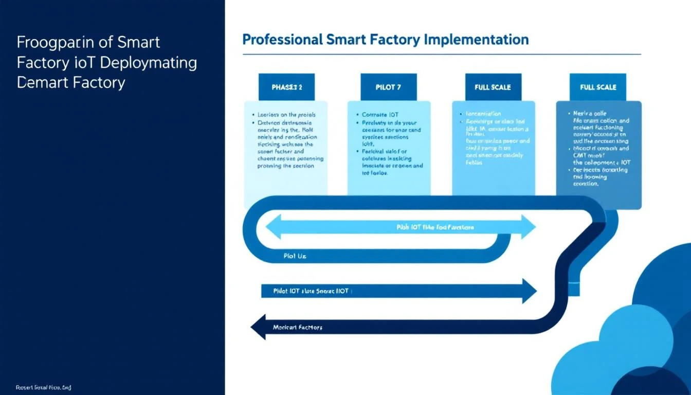 Smart factory implementation roadmap showing phased deployment approach