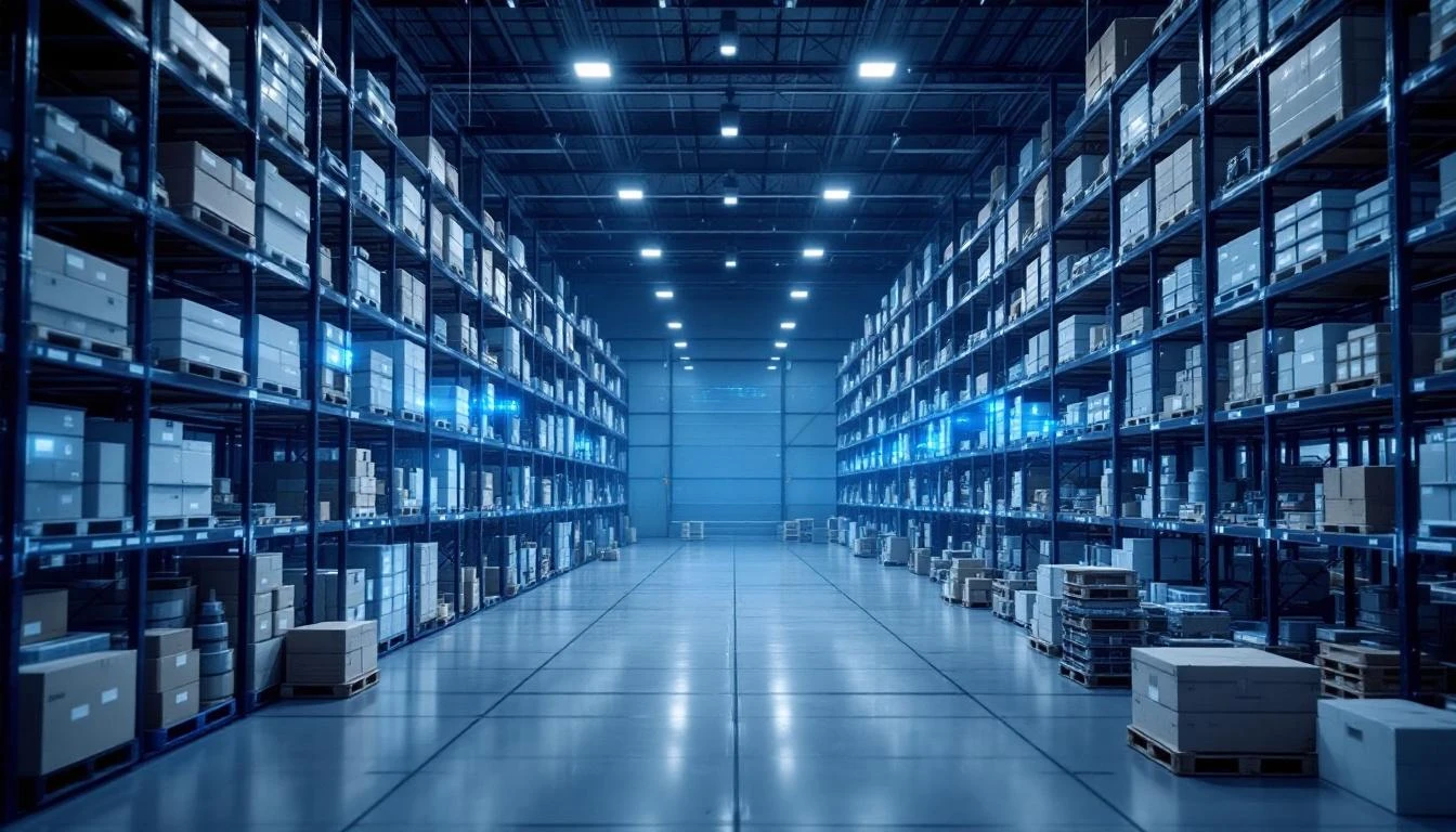 Maintenance spare parts inventory with IoT tracking sensors and digital management system