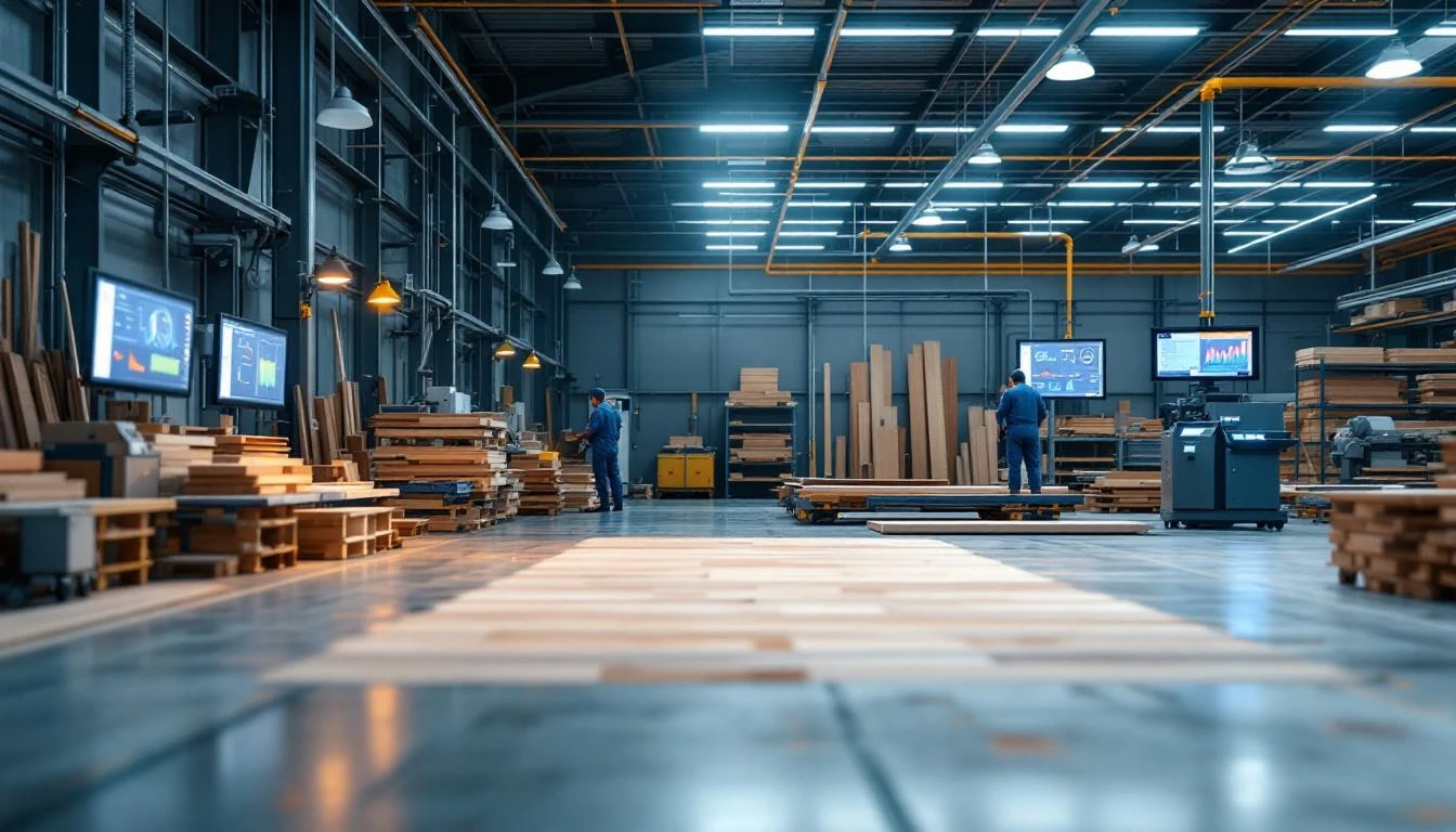 Woodworking factory with IoT-connected equipment