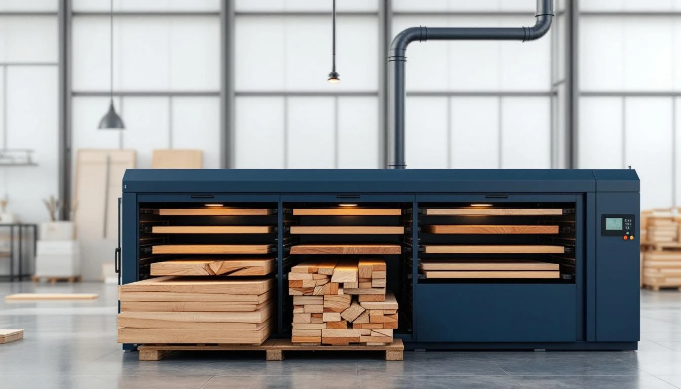 Lumber drying kiln with IoT temperature and humidity sensors